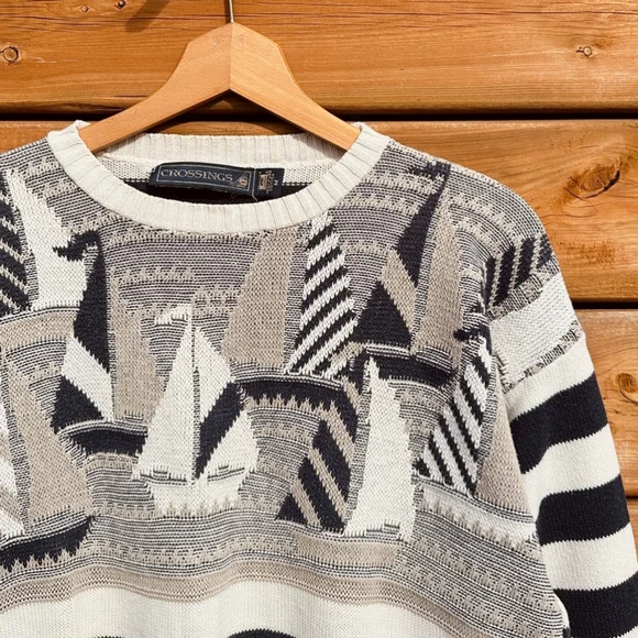 Vintage Crossings Cotton Crewneck Sweater - nautical theme - Size M - Picture 3 of 7